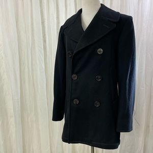 Black Wool Overcoat Peacoat 36R US Navy Enlisted Military Uniform VTG New